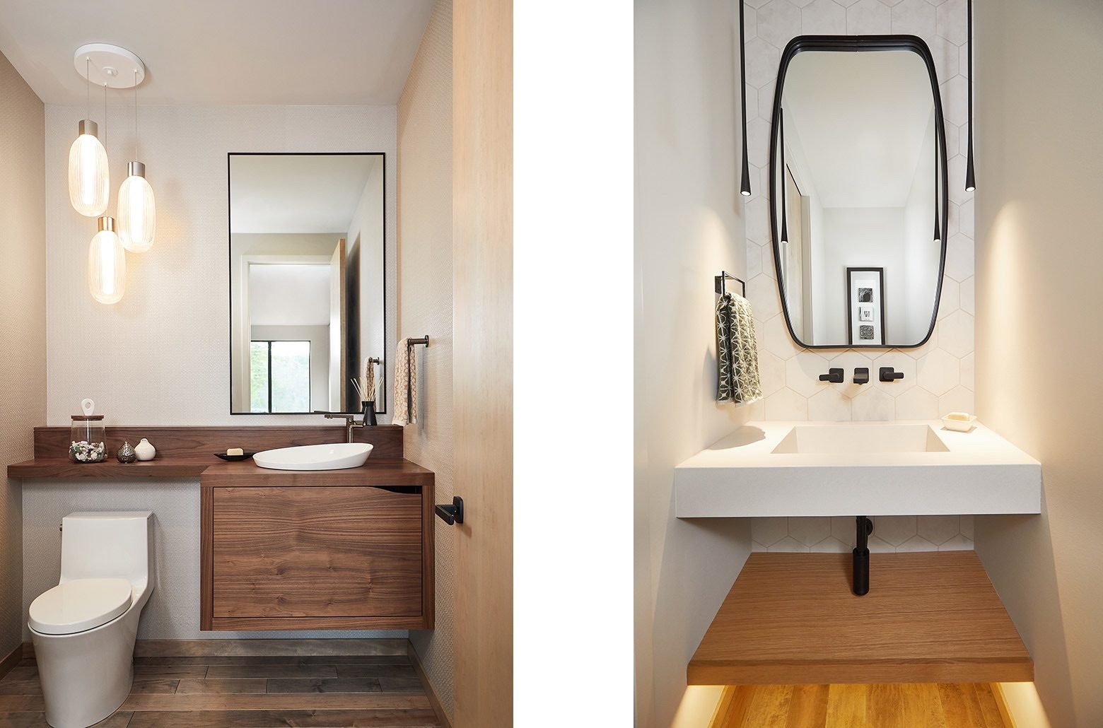 Modern bathroom with wood paneling