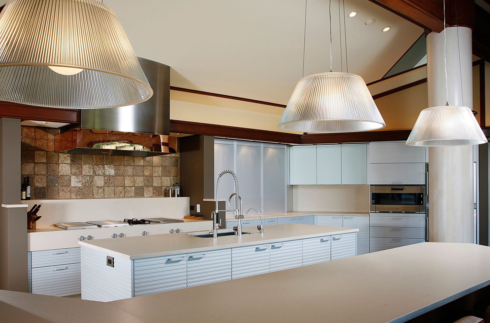 overhead lights in modern kitchen